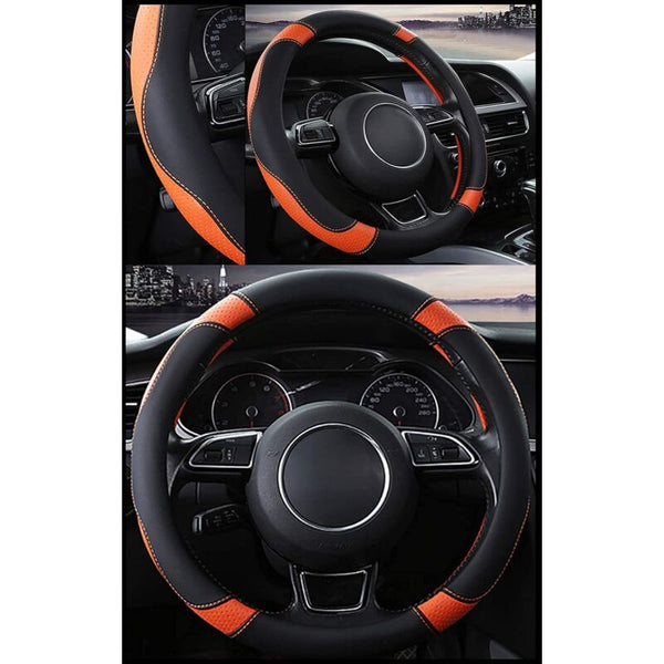 Car Steering Wheel Cover Microfiber Leather Covers Universal 37 38Cm / 15" Non Slip Breathable Durable Steering Wheel Covers