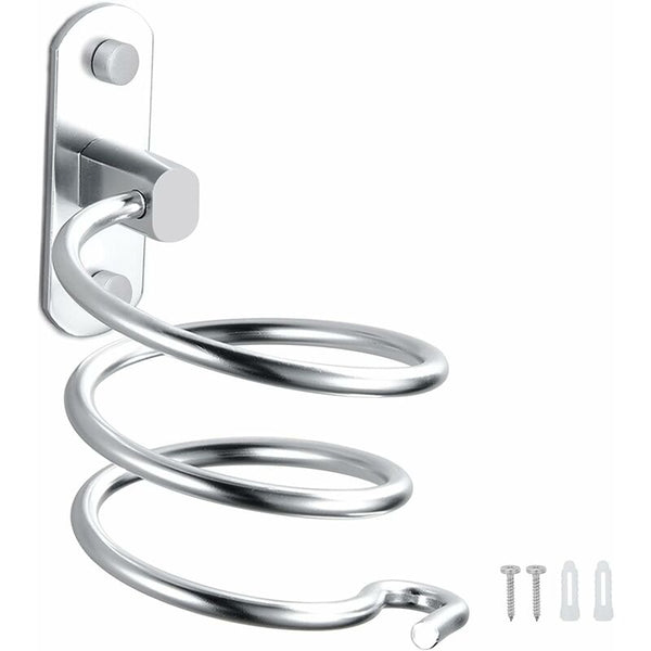 Hair Dryer Holder Aluminum Wall Mount Cable Rack For Kitchen Bathroom Accessories (Silver) Hair Dryers