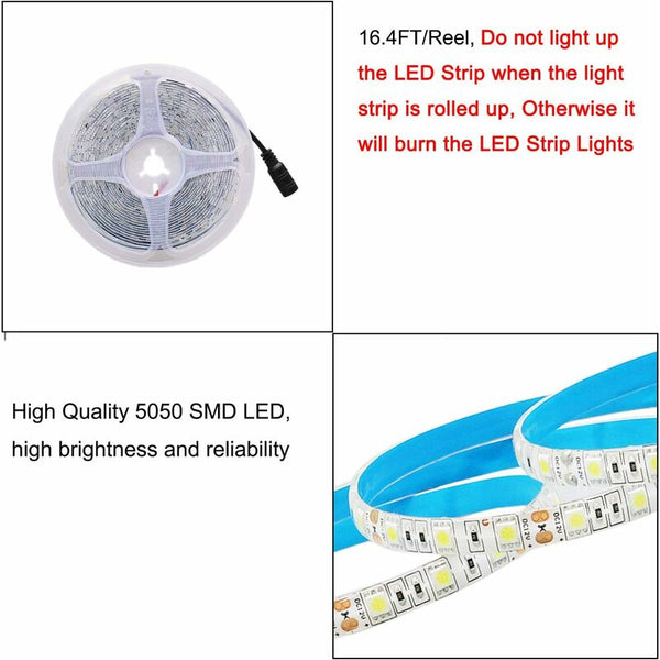 12V Led Strip Light Cool White 6500K Meters Flexible 300 Leds 5050 Smd Ip65 Waterproof [Energy Class A] String Lights