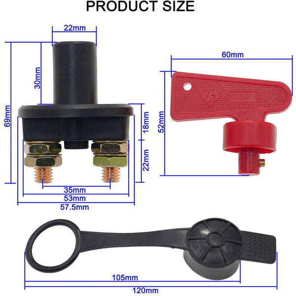 Battery Isolator Switch With 1 Key 12V/24V Automotive Car Cut Off Emergency Power Switches & Controls