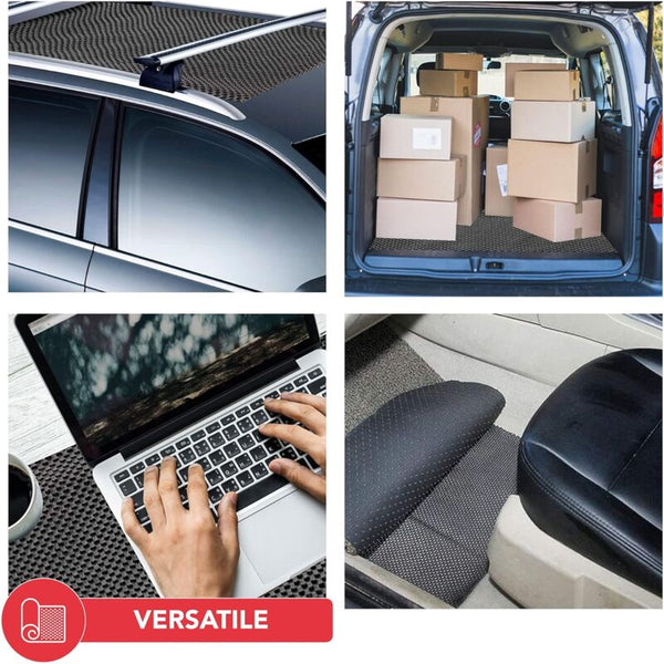 Car Roof Box Mat Non Slip Waterproof Pvc Grid Pattern Multipurpose Cut To Size For Van Truck Bag 90 X 100Cm Roof Racks