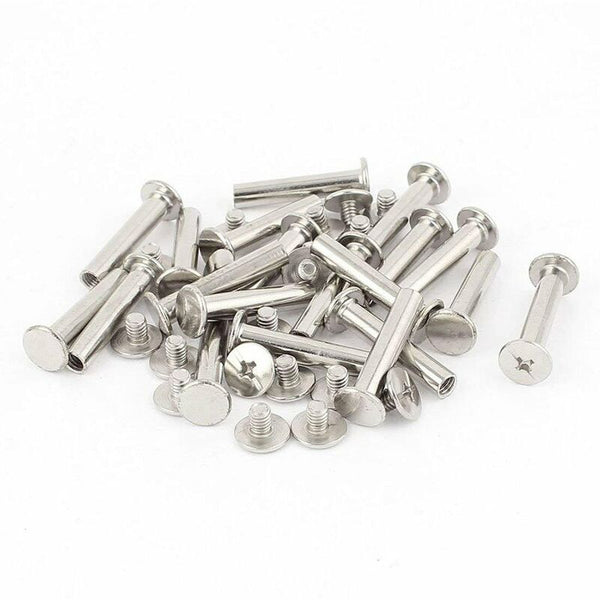 Binding Chicago Screws 30 Sets Metal Button Assortment Kit Nickel Plated Binder Screws & Bolts
