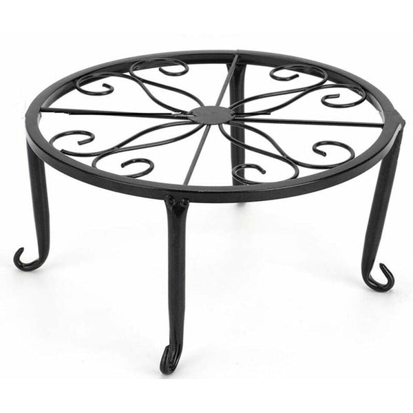 9" Rust Resistant Wrought Iron Metal Plant Pot Stand Black Planters & Vases