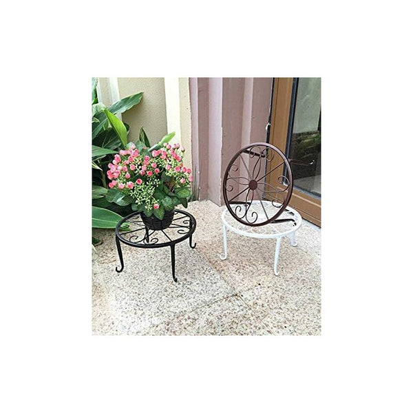 9" Rust Resistant Wrought Iron Metal Plant Pot Stand Black Planters & Vases