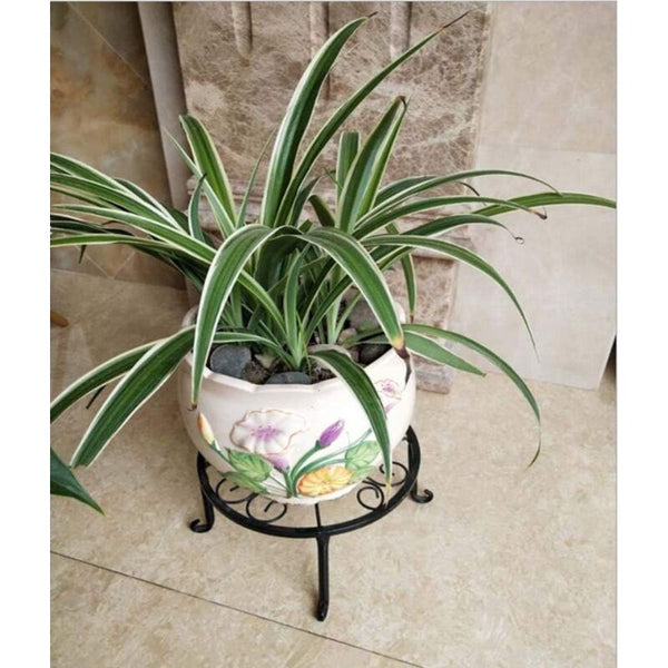 9" Rust Resistant Wrought Iron Metal Plant Pot Stand Black Planters & Vases