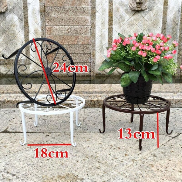 9" Rust Resistant Wrought Iron Metal Plant Pot Stand Black Planters & Vases
