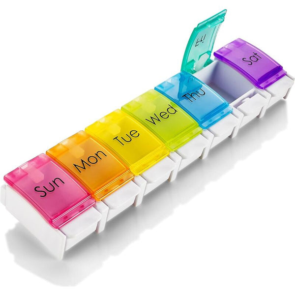Weekly Pill Organiser Travel Medicine Box With Push Button Large Compartments For Tablets Vitamins Pill Boxes