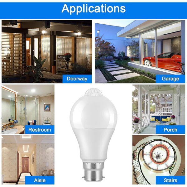 Motion Sensor Bulb B22 Bayonet Led 12W 1020Lm Cool White 6000K Cir 85 Waterproof Ip42 Energy Saving Non Dimmable Smart Light Bulbs