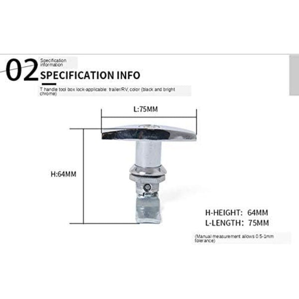 T Handle Lock With Key Aluminum Alloy Trailer Door Latch Universal For Trailers Trailer Parts