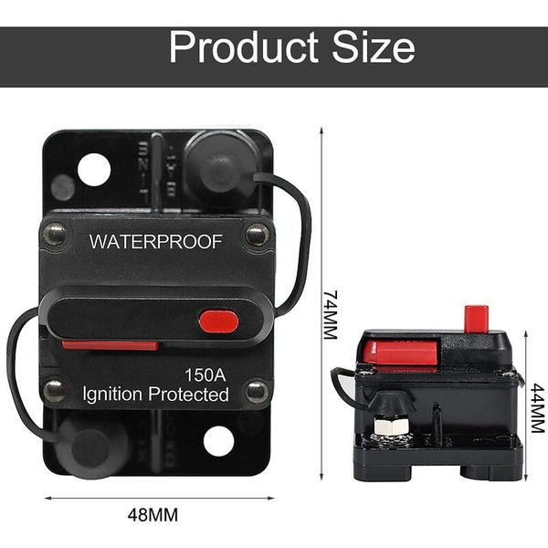 Car Circuit Breaker 30A 150A Dc 12V 48V Waterproof With Manual Reset For Auto Marine Boat Bike Circuit Breakers