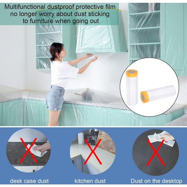 2 Pack Furniture Dustproof Paint Protection Film 3M X 20M & 1.5M Painting Drop Cloths