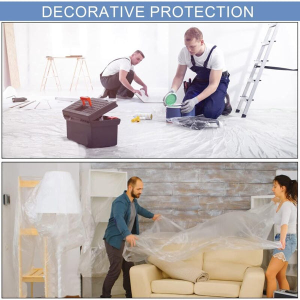 2 Pack Furniture Dustproof Paint Protection Film 3M X 20M & 1.5M Painting Drop Cloths