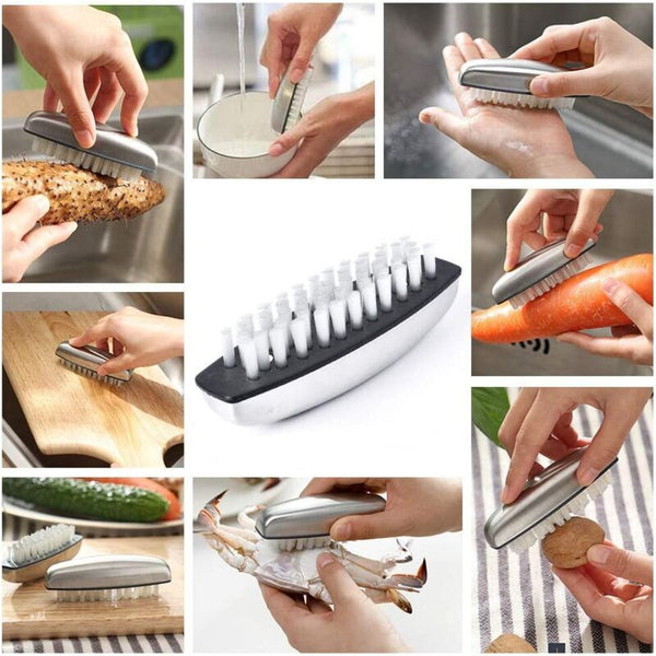 2X Stainless Steel Hand Nail Brush Brushes Hard Bristles Cleaning For Hands Nails Feet Manicure & Pedicure Tools & Kits