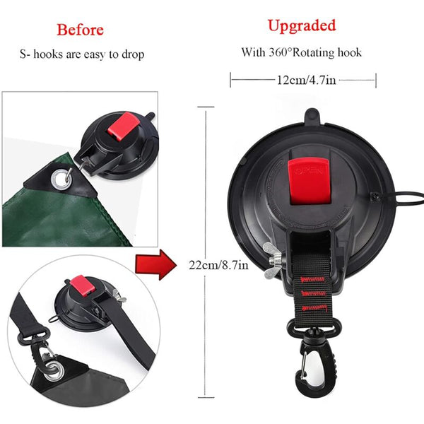 2 Pcs Strong Car Anchor Suction Cups With Hook Fixing For Side Awning Boat Camping Tarp Tents Luggage Tarps Tent & Canopy Accessories