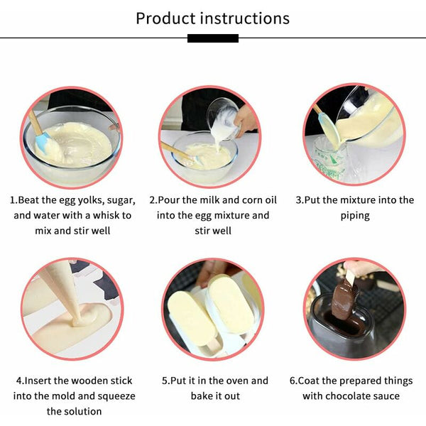 Silicone Ice Cream Molds Magnum Cake 2 Pcs+50 Sticks Homemade Popsicle Bpa Free Sugarcraft & Chocolate Moulds