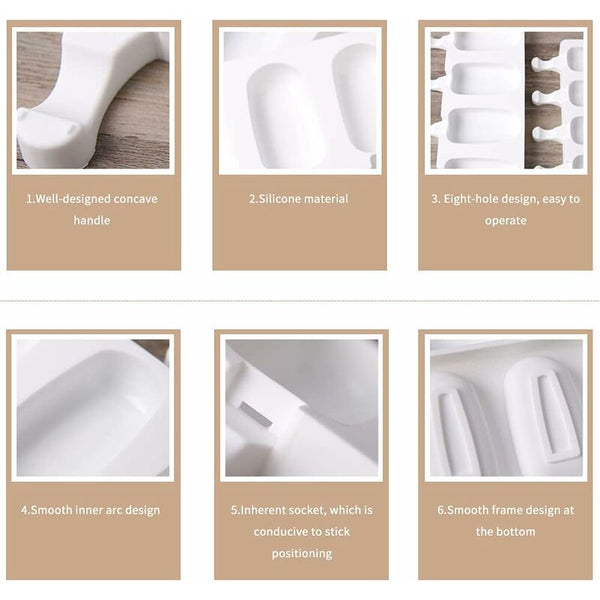 Silicone Ice Cream Molds Magnum Cake 2 Pcs+50 Sticks Homemade Popsicle Bpa Free Sugarcraft & Chocolate Moulds