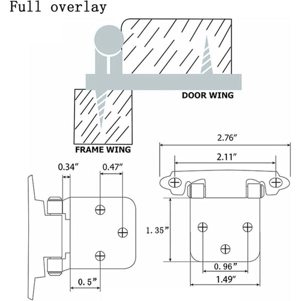 8 Pieces Stainless Steel Hinge Cupboard Door With Screws Furniture For Hinges Furniture Parts