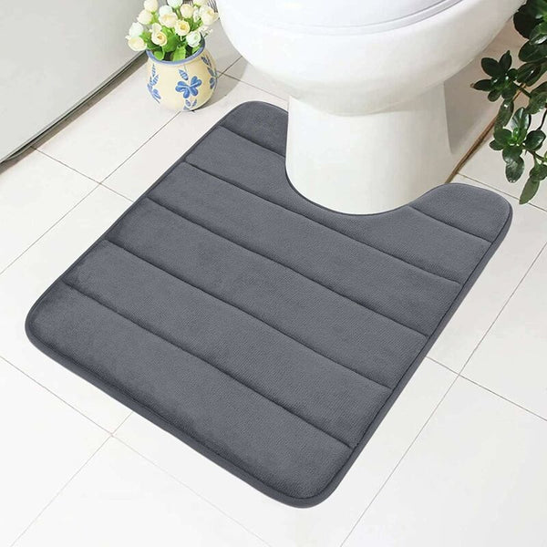 Non Slip Memory Foam Toilet Mat With Cutout 50X60cm Dark Grey Bath Mats Rugs & Toilet Covers