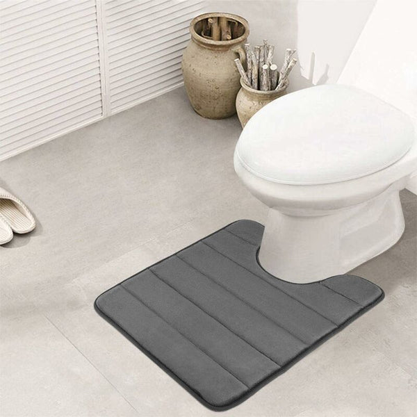 Non Slip Memory Foam Toilet Mat With Cutout 50X60cm Dark Grey Bath Mats Rugs & Toilet Covers