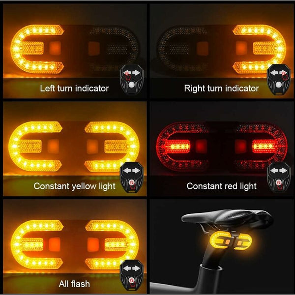 Wireless Bike Tail Light With Turn Signals Rechargeable 5 Modes Lights & Reflectors