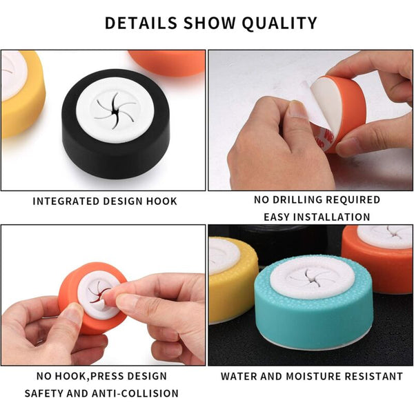 4 Pcs Dishcloth Holders Self Adhesive Bathroom Hooks Round Suction Cup Wall For Kitchen Racks & Holders