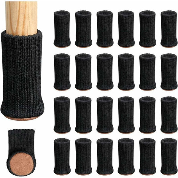 24Pcs Black Chair Leg Socks For 1 2" Diameter Legs Floor Protection Furniture Parts
