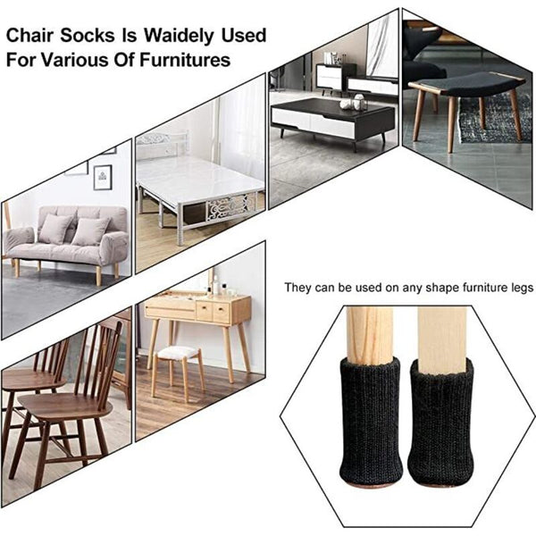 24Pcs Black Chair Leg Socks For 1 2" Diameter Legs Floor Protection Furniture Parts