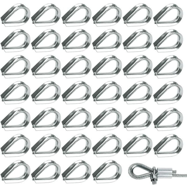 50 Pcs M2 304 Stainless Steel Wire Rope Thimbles Heart For Cable 2Mm Lifting Hooks