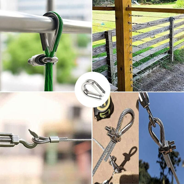 50 Pcs M2 304 Stainless Steel Wire Rope Thimbles Heart For Cable 2Mm Lifting Hooks