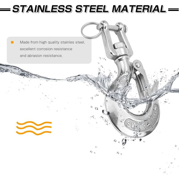 Heavy Duty Lifting Hook Load Towing Chain Safety Winch Trailer Steel Clevis Latch Stainless Lifting Hooks