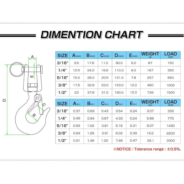 Heavy Duty Lifting Hook Load Towing Chain Safety Winch Trailer Steel Clevis Latch Stainless Lifting Hooks