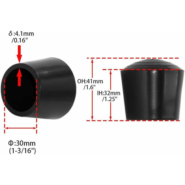 4 Pcs Round Non Slip Synthetic Rubber Chair Leg Caps 30Mm 3.0Cm Diameter Black Furniture Parts