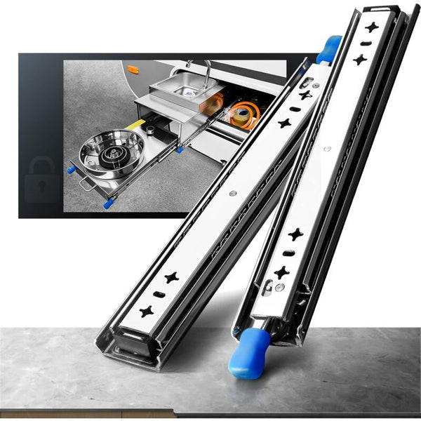 Heavy Duty Drawer Slide With Lock Fixing 120Kg Load Capacity Ball Bearing Pair (30Cm) Cabinets & Cupboards