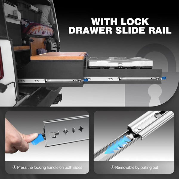 Heavy Duty Drawer Slide With Lock Fixing 120Kg Load Capacity Ball Bearing Pair (30Cm) Cabinets & Cupboards