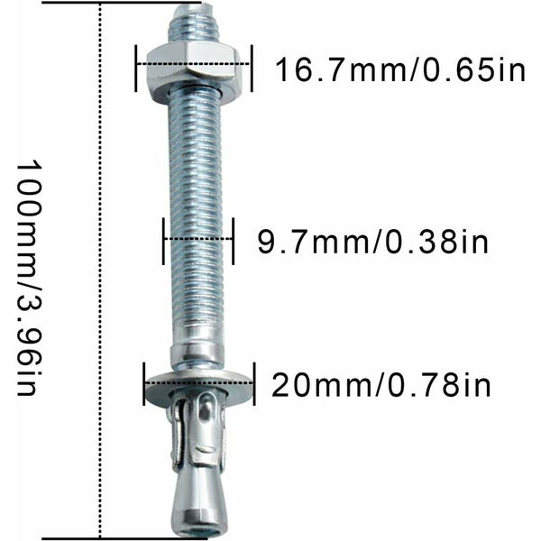 10X M10 Galvanized Heavy Duty Metal Anchor Plugs For Balustrades & Curtain Walls Curtain Poles & Accessories