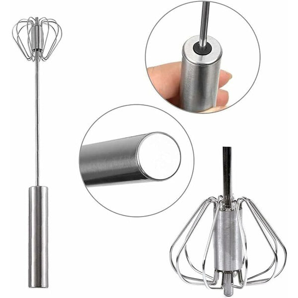 2 Egg Beaters Multifunctional Semi Automatic Hand Held Stainless Steel Whisk Milk Frother Rotating For Whisks
