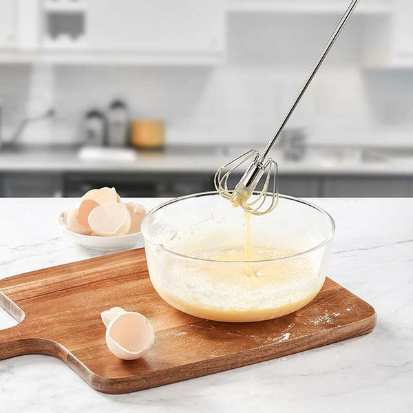 2 Egg Beaters Multifunctional Semi Automatic Hand Held Stainless Steel Whisk Milk Frother Rotating For Whisks