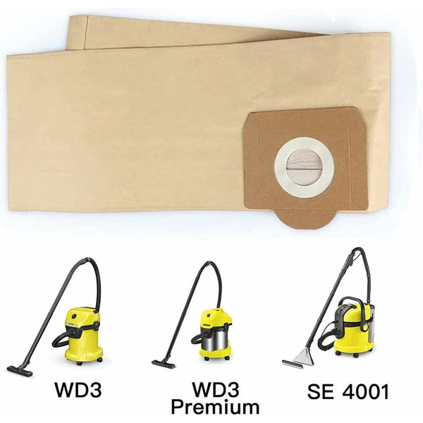 5 Pcs Upright Vacuum Cleaner Bag For Karcher Wd3 Premium Wd3200 Wd3500p A2204 A2534 Se4001 Vacuum Cleaner Bags