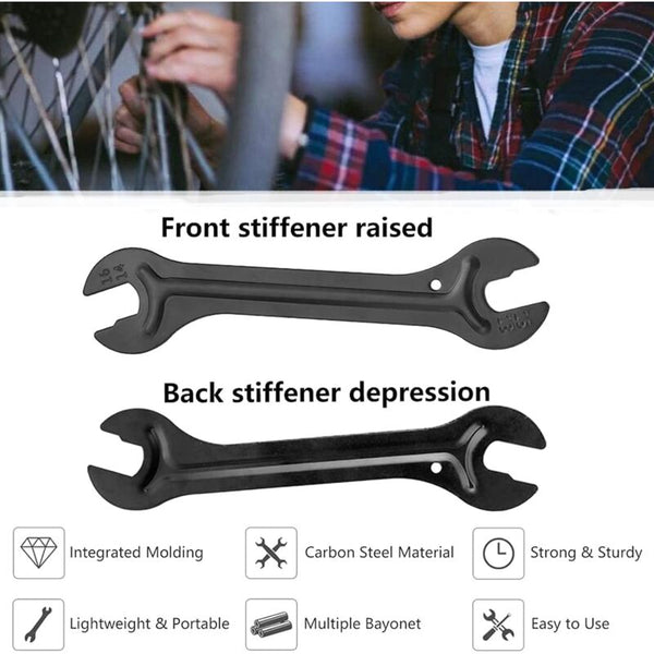 2X Bike Hub Cone Wrench Set 13/14/15/16Mm Carbon Steel Black Wrenches