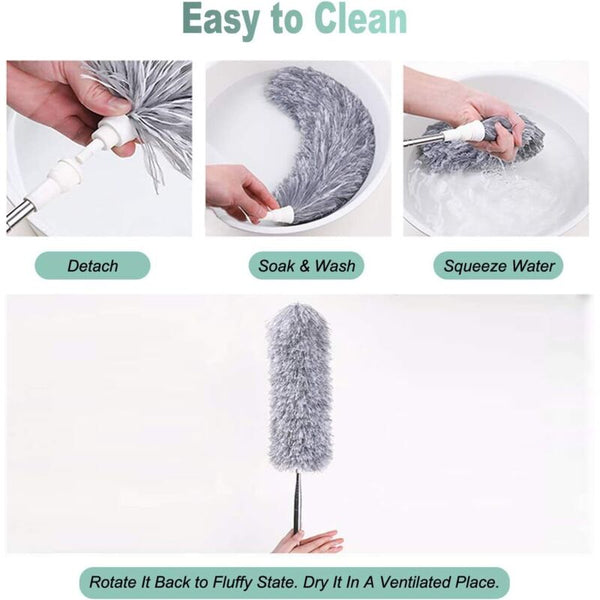 Telescopic Microfiber Duster With Stainless Steel Handle Washable & Extendable Dusters