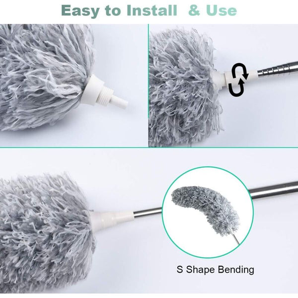Telescopic Microfiber Duster With Stainless Steel Handle Washable & Extendable Dusters