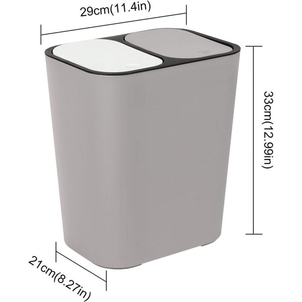 Double Recycling Trash Bin Storage Box Container Rectangle Plastic Push Button Dual Compartment For Kitchen Office Home Rubbish Bins