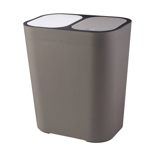 Double Recycling Trash Bin Storage Box Container Rectangle Plastic Push Button Dual Compartment For Kitchen Office Home Rubbish Bins
