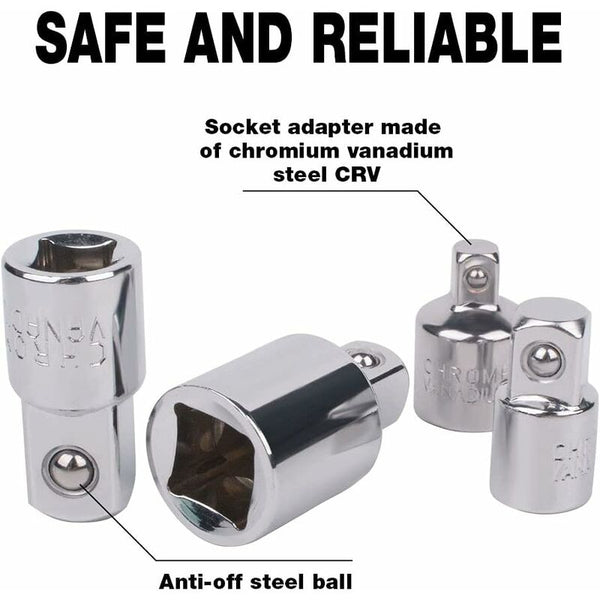 4 Pcs Ratchet Adapter Socket 1/2 To 3/8 1/4 Reducer For Sockets And Ratchet Wrenches