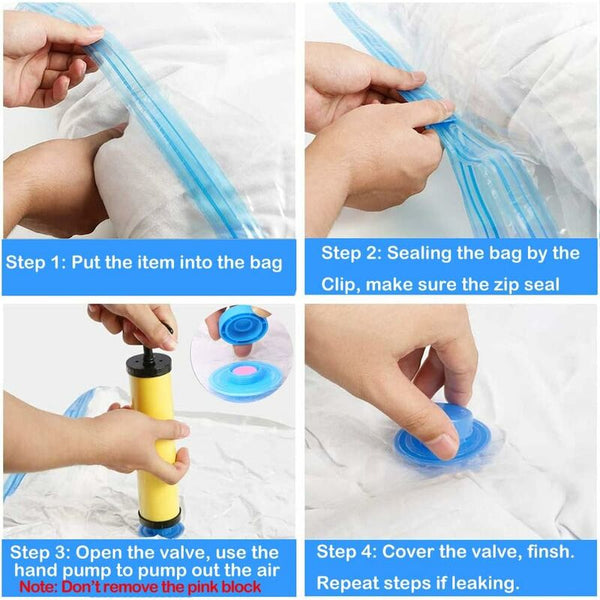 4 Pack Vacuum : 2 Jumbo (100X80cm) Large (80X60cm) Waterproof Storage Bags