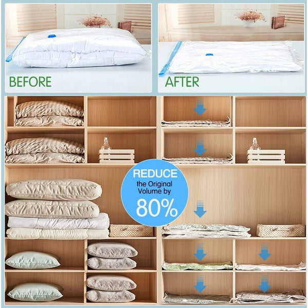 4 Pack Vacuum : 2 Jumbo (100X80cm) Large (80X60cm) Waterproof Storage Bags