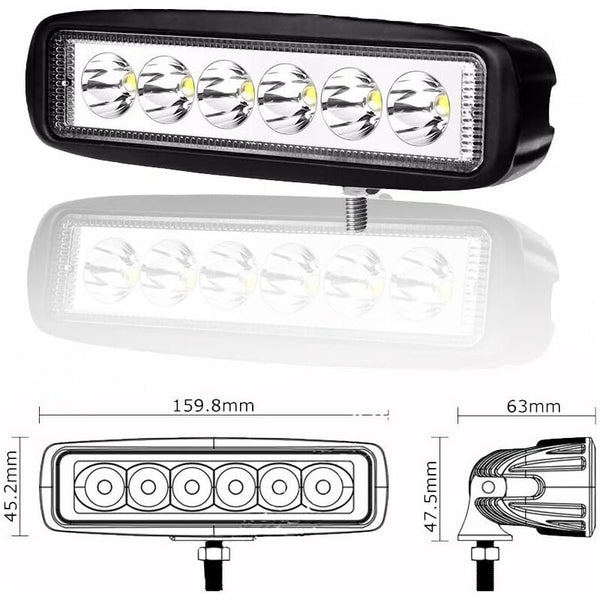 2 X 6" 18W Led Work Light Bar Spot Off Road Truck Suv 4Wd Driving Fog Lamps(2X18 Fgb Spot) Torches & Work Lights