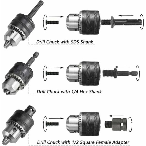 1.5 13Mm Drill Chuck 1/2 20 Unf With Sds Plus Adapter And Wrench Quick Change Key For Drilling Drill Chucks
