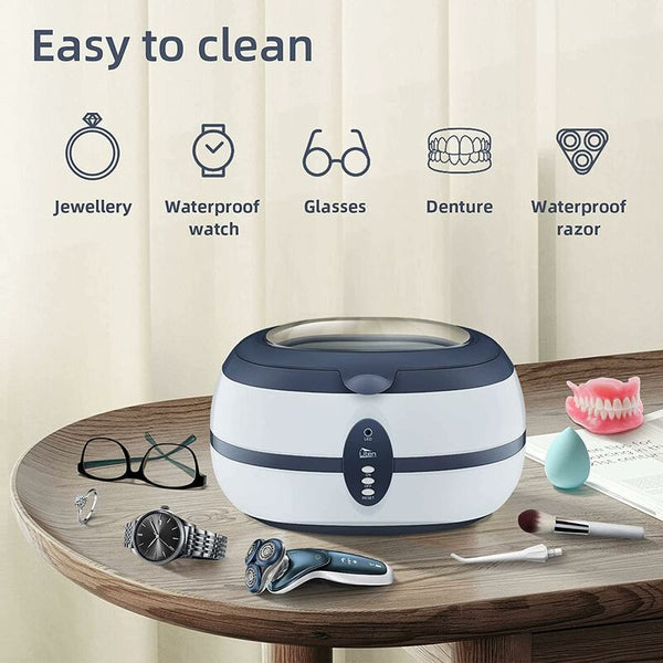 Ultrasonic Cleaner 600Ml Household Cleaning Device With Basket And Automatic Holder For Cleaners & Polish