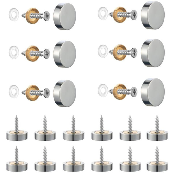 20 Pcs Brushed Stainless Steel Screws With Decorative Caps For Mirrors Tables Plates Cabinets Glass Panels Silver Screws & Bolts
